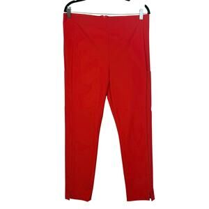 Athleta Red Mid Rise Back Zip Compression Pants Women's 14 Pockets Stretch